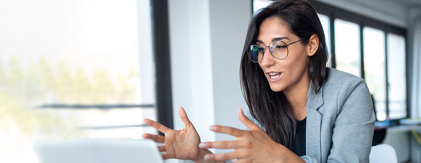 Woman having an online meeting